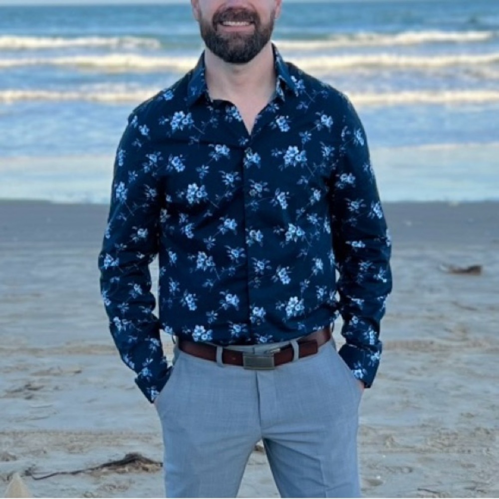Floral Navy Men's dress shirt
